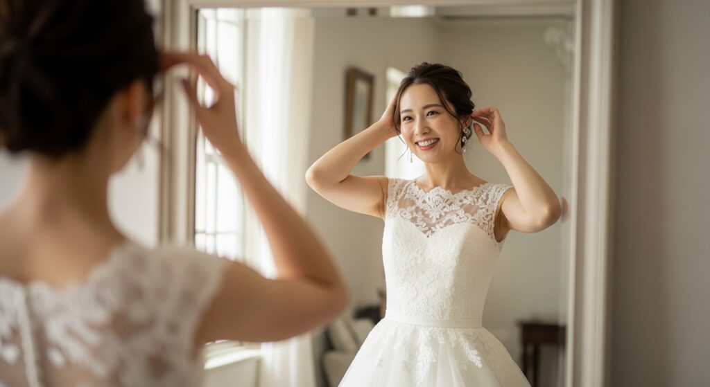 前撮りのためにダイエットを行い、理想の姿で当日を迎えた花嫁