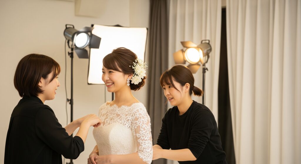 ブライダルスタジオでのフォトウエディングに向けてのダイエットに成功し理想の姿で当日を迎えた花嫁