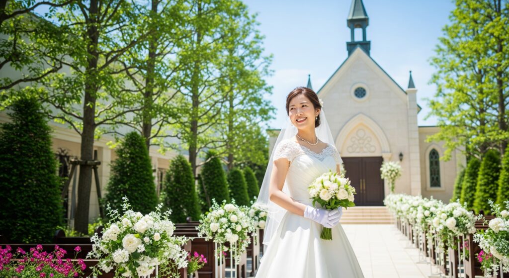 結婚式1ヶ月前のダイエットに成功し、理想の姿で当日を迎えた花嫁の式での姿