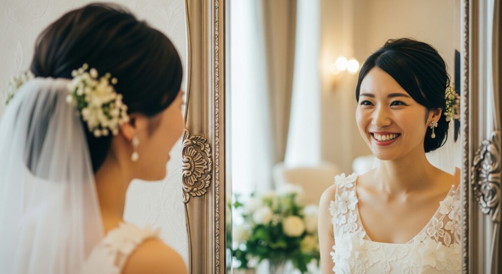 結婚式までに痩せることに成功し、理想の状態で当日を迎えた花嫁