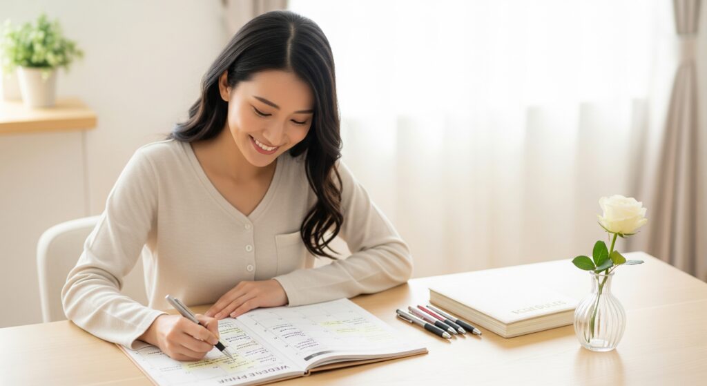 結婚式に向けて痩せたい花嫁が計画を立てる様子